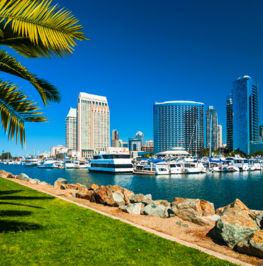 San Diego waterfront and downtown skyline on Property Claims Consultant’s service-area cover.