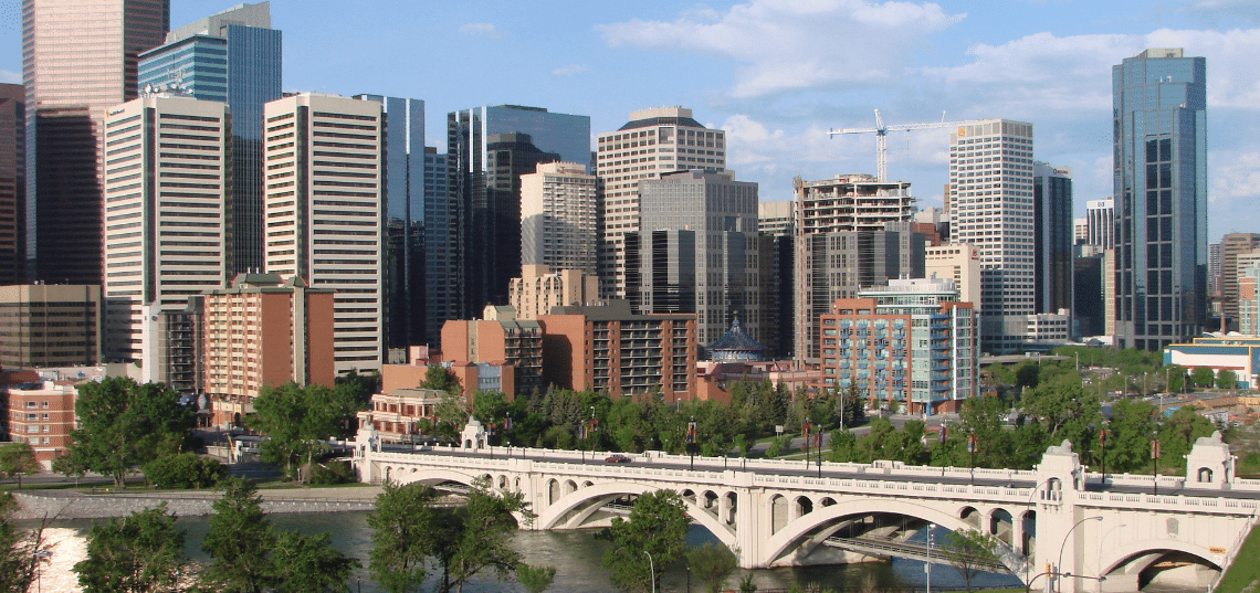 Urban commercial buildings illustrating the types of property involved in a commercial insurance claim.