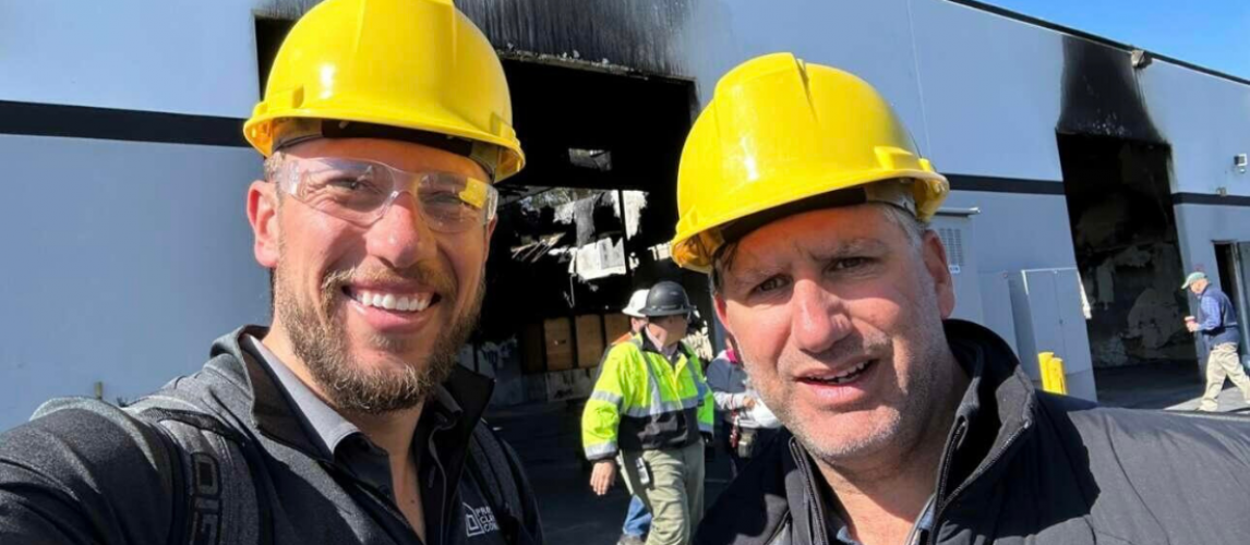 Construction professionals wearing hard hats, pictured with David Melzer in a CanvasRebel interview feature.